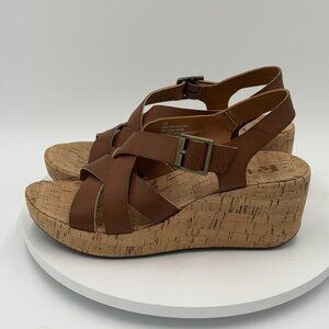 Kork-Ease Denica Tan Natural Cork Wedges Sandals Women’s US 10M